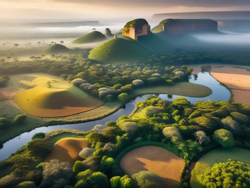 Ruinas antiguas entre la vegetación africana, reflejo de la organización cultural y arqueología del paisaje