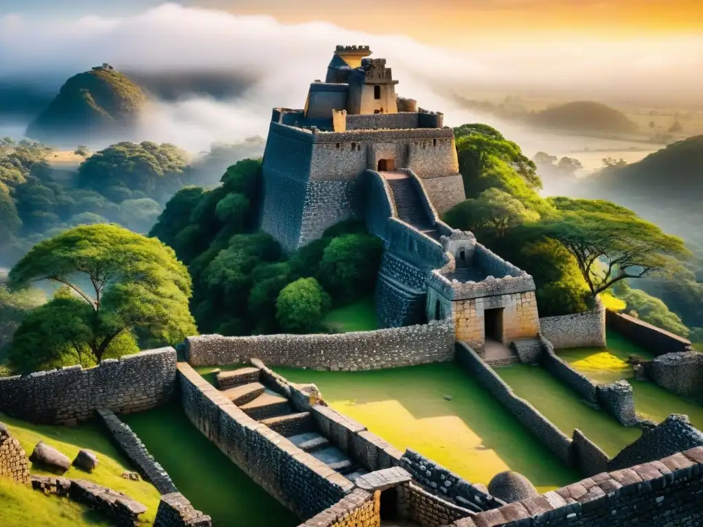Ruinas de Gran Zimbabue al atardecer: historia y arquitectura en detalle Ruinas de Great Zimbabwe al atardecer, destacando la arquitectura y la historia de las civilizaciones africanas riqueza misterio Zimbabwe