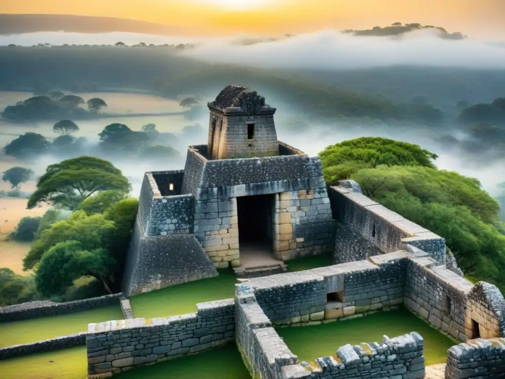 Ruinas de Great Zimbabwe al atardecer, mostrando la arquitectura misteriosa de civilizaciones africanas