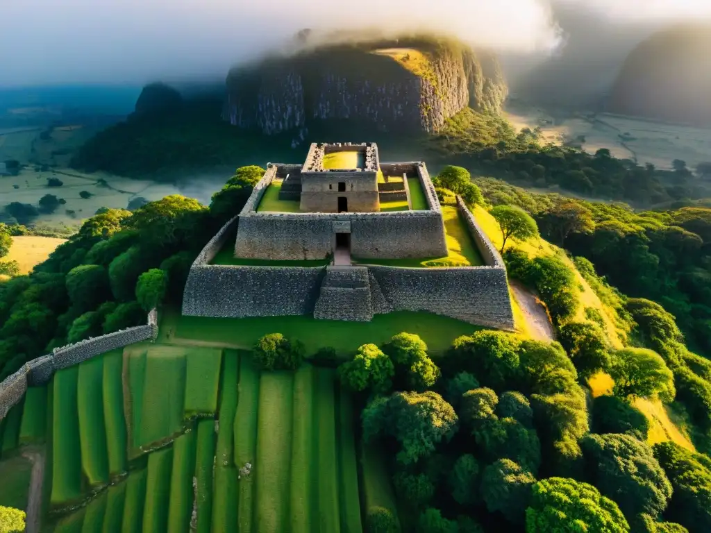 Ruinas de Great Zimbabwe: Belleza ancestral y majestuosidad Ruinas detalladas de Great Zimbabwe, mostrando estructuras históricas