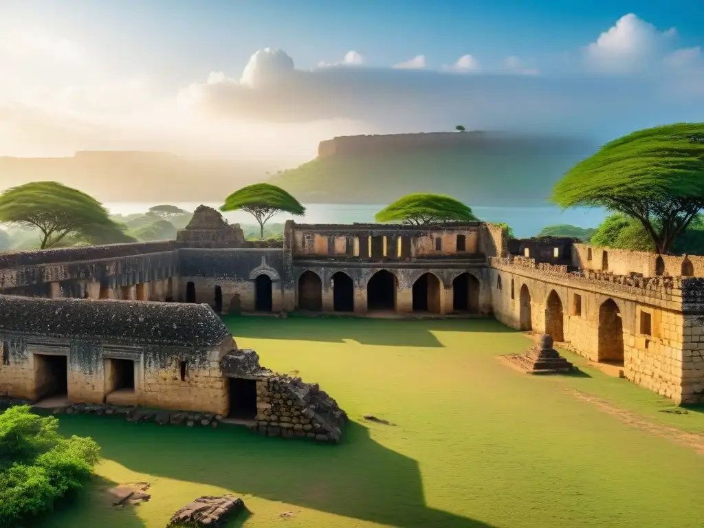 Ruinas detalladas de Kilwa Kisiwani, ciudad perdida en África Occidental con influencias culturales únicas