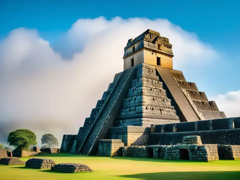 Ruinas de Gran Zimbabue con torre cónica y mampostería detallada