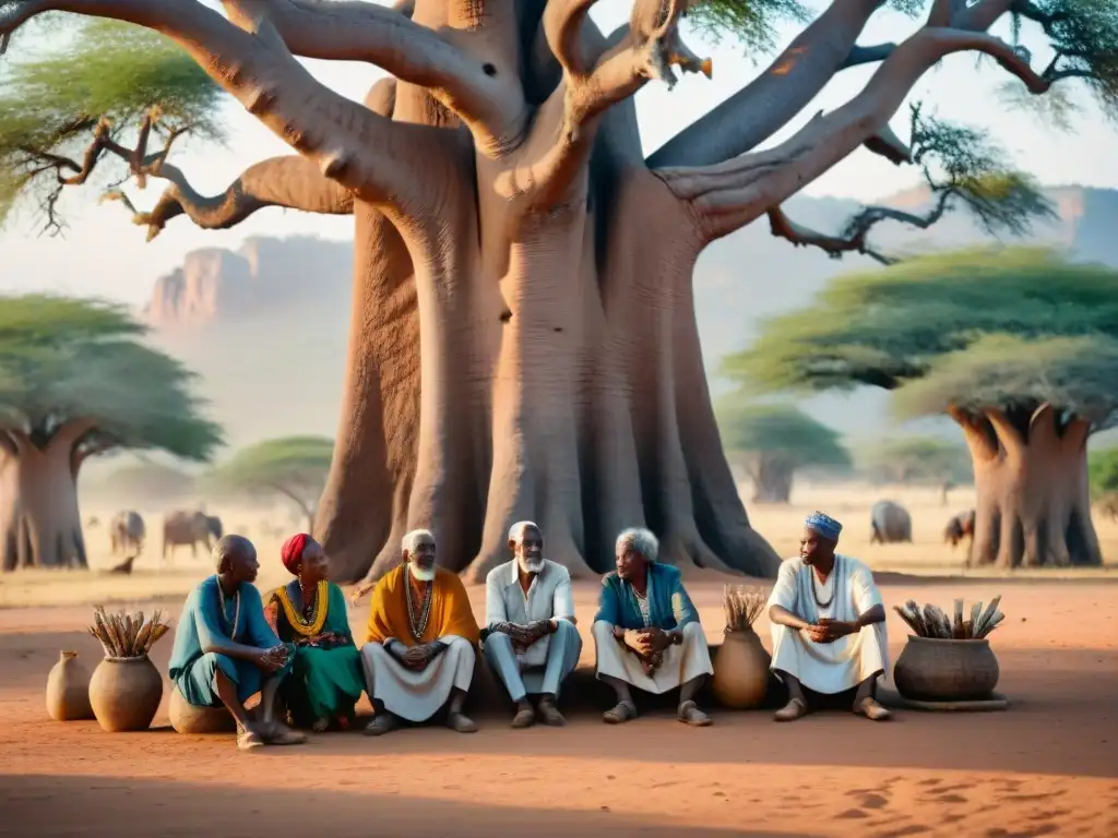 La sabiduría de los ancianos se transmite bajo el baobab en África, destacando la importancia de la transmisión del conocimiento tradicional