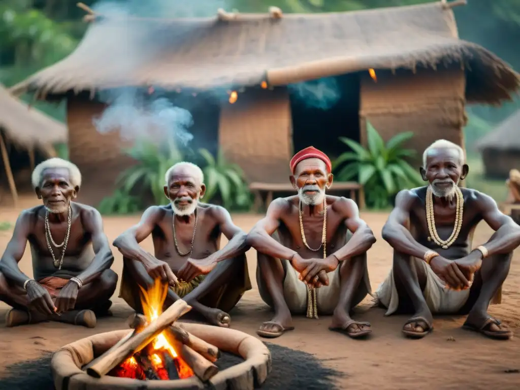 Sabiduría y tranquilidad de una tribu africana alrededor del fuego, revelando secretos longevidad tribus africanas dieta