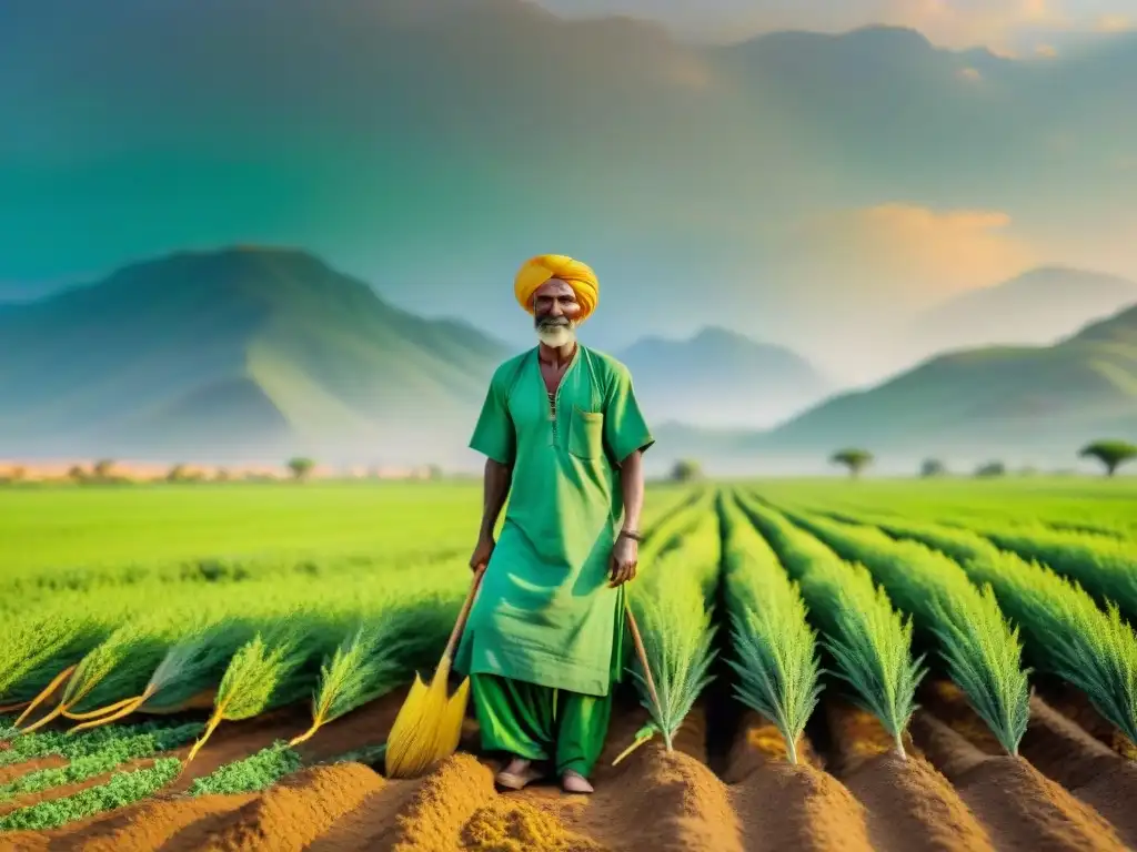 Agricultura Sahel: Innovaciones Tradicionales en un campo de mijo verde, con agricultores tradicionales bajo el sol