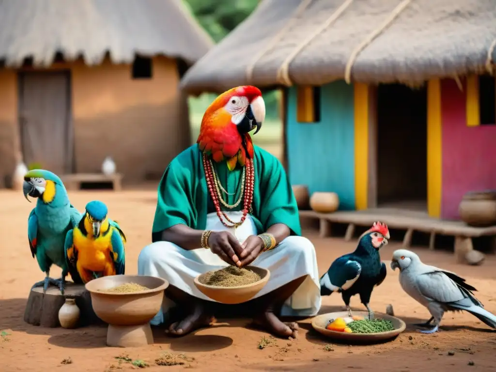 Un sanador africano tradicional realiza un ritual de curación con animales, resaltando las terapias tradicionales africanas