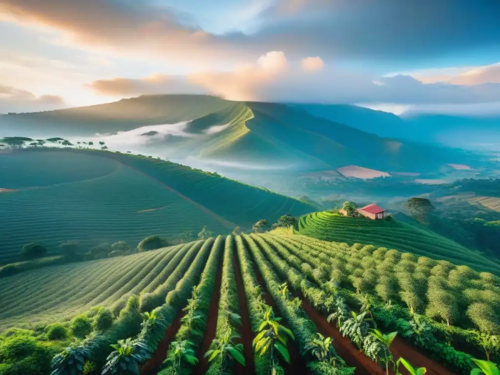 Inversión sector cafetero África: Plantaciones de café exuberantes bajo cielo azul