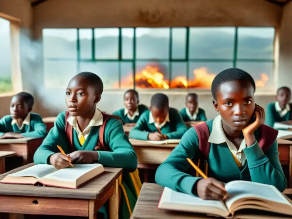 Ni la sequía ni el sol detienen a los niños africanos en su clase, mostrando el impacto del cambio climático en la educación en África