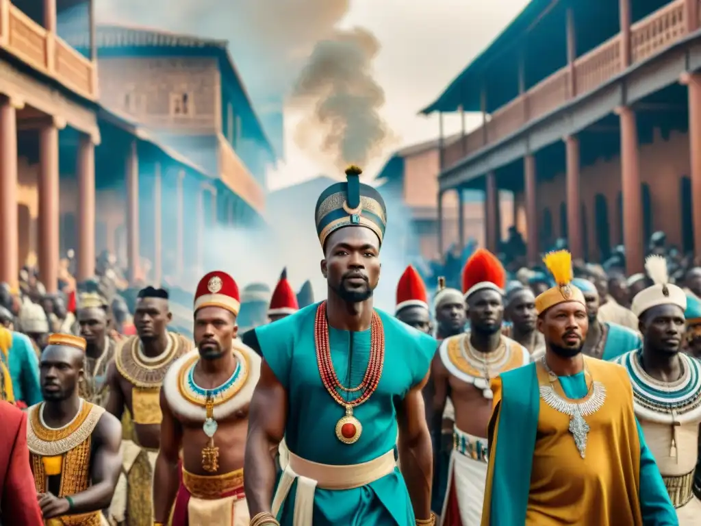Soberbios monarcas de África Central en vibrante procesión precolonial