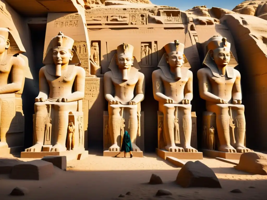 El sol naciente ilumina las imponentes estatuas de Ramsés II en Abu Simbel, resaltando la influencia global de las civilizaciones africanas