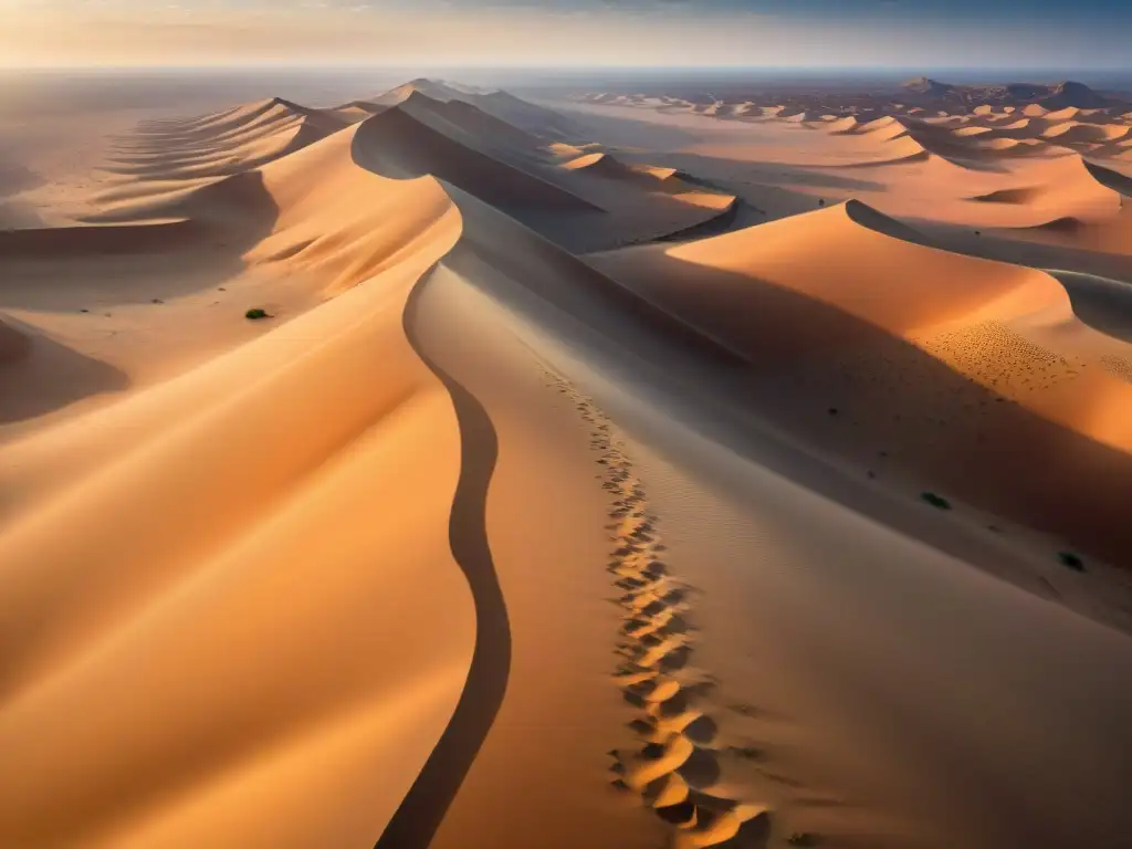 El sol proyecta sombras sobre las dunas en la ruta transahariana, mostrando la belleza áspera del desierto del Sáhara