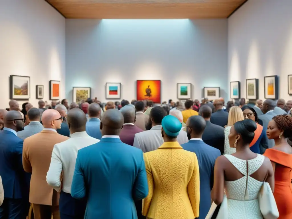 Subastas de arte africano renacimiento en una galería moderna llena de vida y color