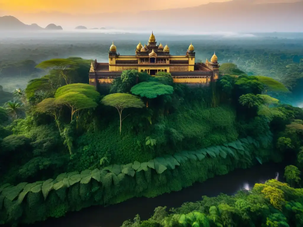 Palacio africano antiguo en la jungla: opulencia y misterio Tesoro recién descubierto: palacio africano en la jungla con cascada y murales vibrantes