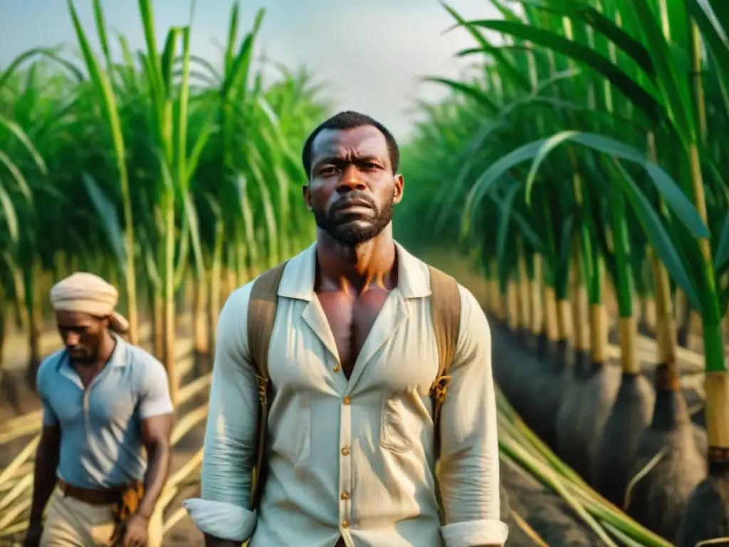 Trabajadores de la diáspora africana en Oriente, esclavitud, luchando bajo el sol abrasador en plantación de caña de azúcar