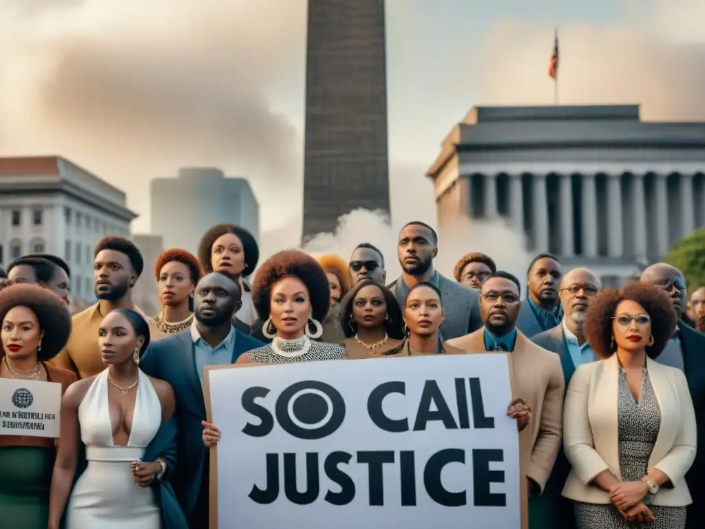 Unidos por la justicia: diversa diáspora africana frente a monumento histórico en la ciudad