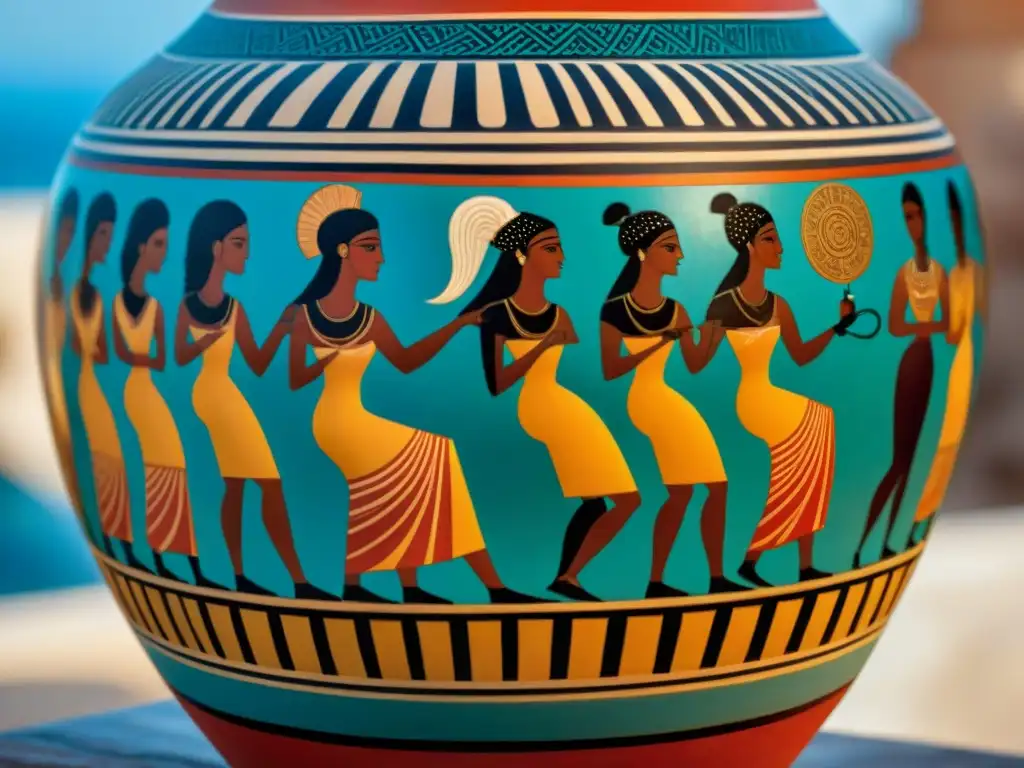 Vaso de cerámica griega con influencia de civilizaciones africanas en Grecia