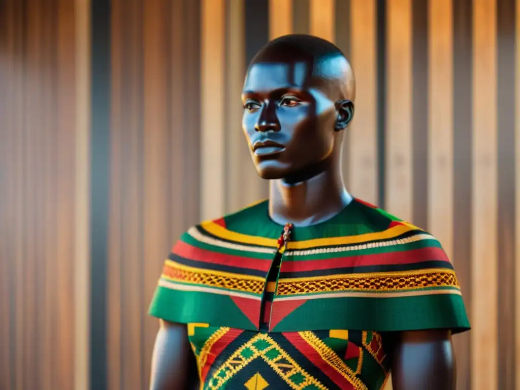 Vestimenta ritual africana en Kente: rojo por poder, oro por riqueza, verde por crecimiento y negro por espiritualidad