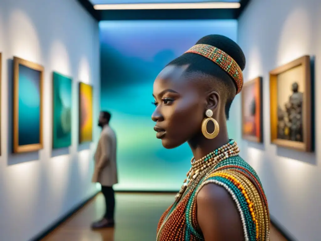 Vibrante galería de arte africano global con diversa colección y atmósfera inclusiva