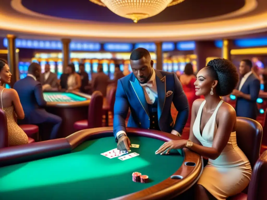 Vibrante casino en resort africano con diversidad de jugadores