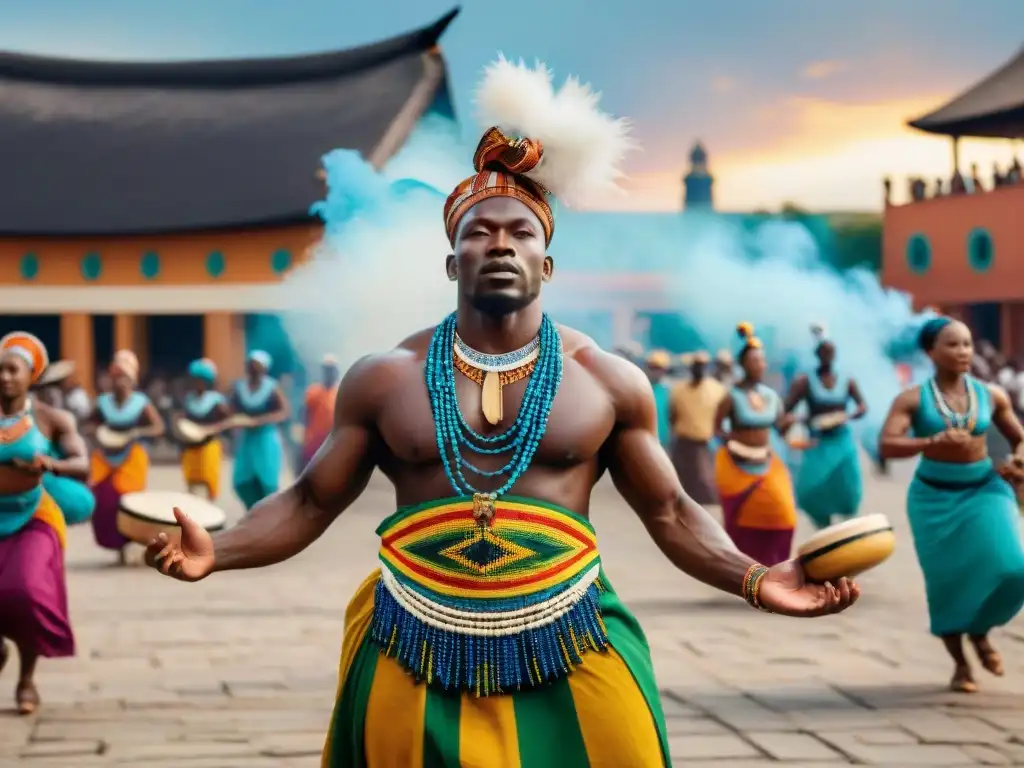 Una vibrante ceremonia Yoruba en la ciudad, fusionando tradiciones vivas y espiritualidad africana contemporánea