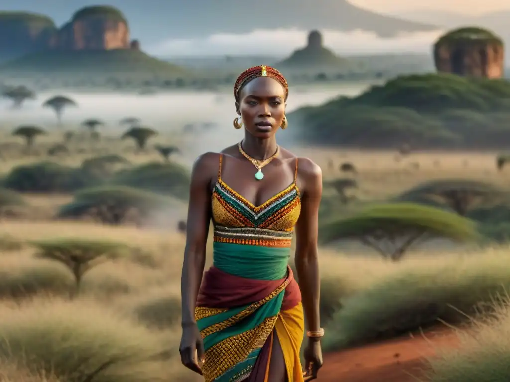 Una vibrante producción cinematográfica en una sabana africana, fusionando tradición y modernidad