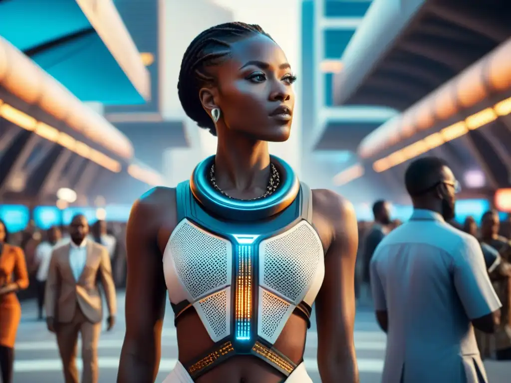 Vibrante ciudad futurista con arquitectura africana y representación de africanos en ciencia ficción