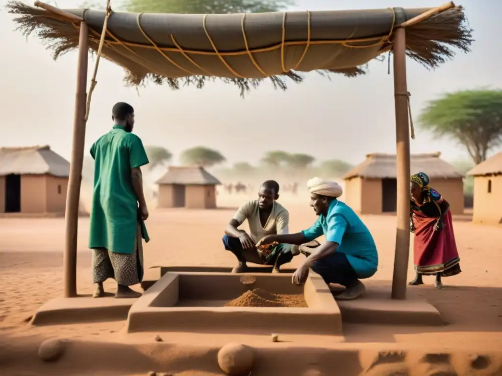 Vibrante construcción de Togueres en Mali, técnicas innovadoras bajo el sol