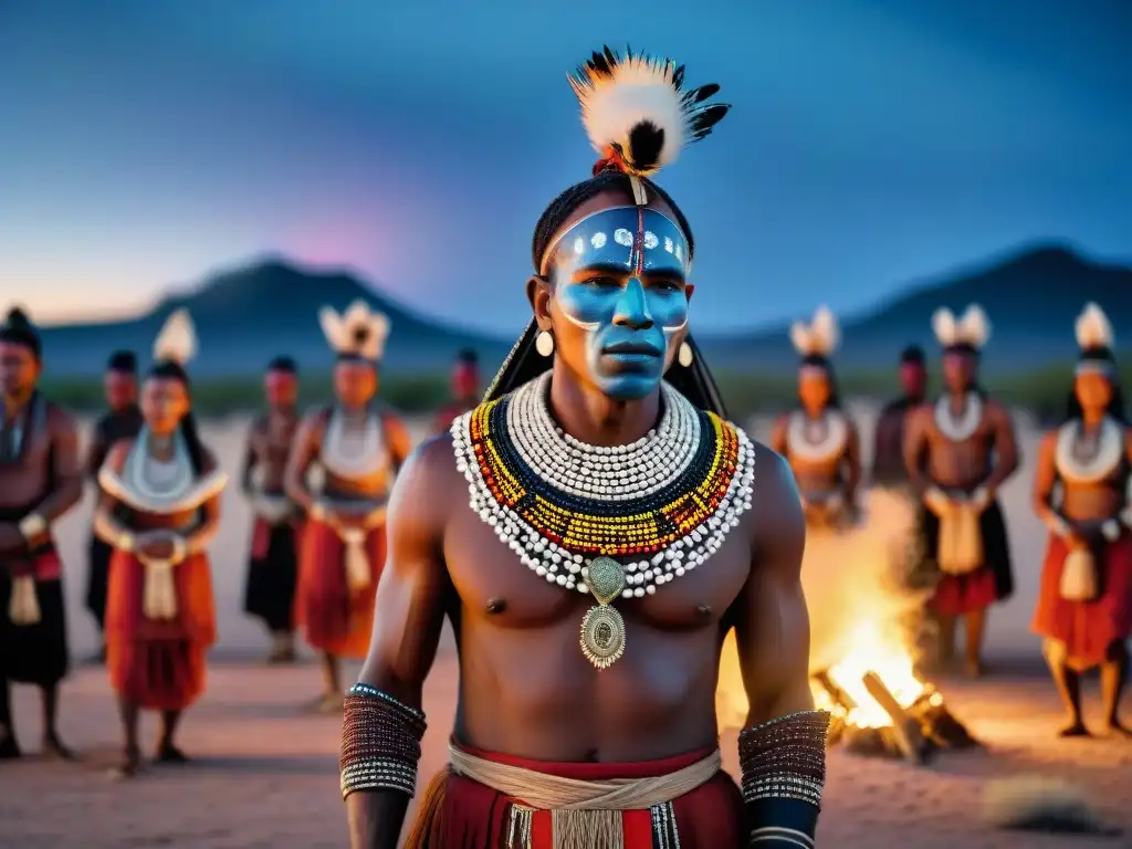 Vibrante danza ceremonial de bosquimanos en el desierto de Kalahari, reflejando su origen y cultura