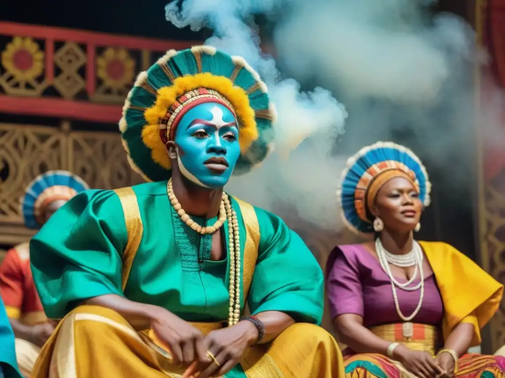 Vibrante escena de teatro Yoruba en Nigeria, resaltando la preservación cultural y la conexión con la audiencia