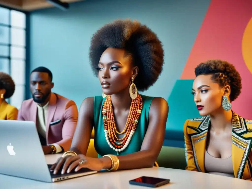 Un vibrante espacio de coworking con influencers de la diáspora africana inmersos en la creatividad digital