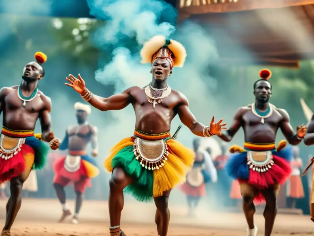 Un vibrante espectáculo de danza africana con influencia global, mostrando la riqueza cultural y espiritual del arte escénico africano