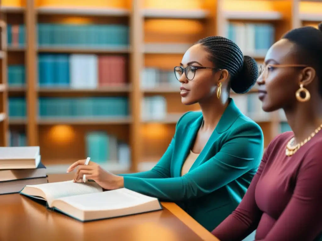 Vibrante intercambio académico de expertos diáspora africana en biblioteca universitaria