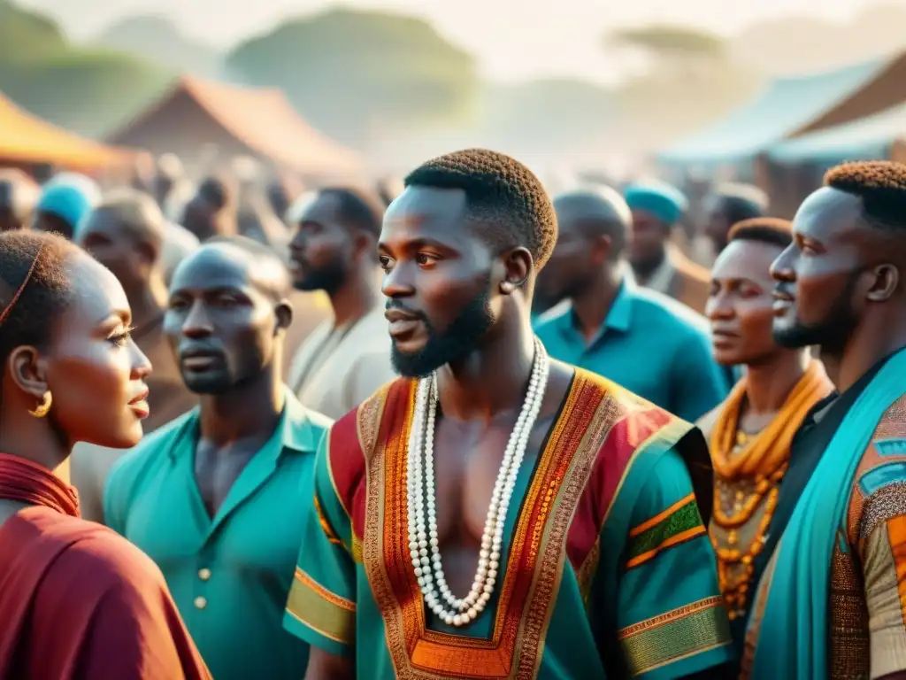 Mercado africano: diversidad religiosa en armonía Vibrante mercado africano con diversidad de creencias y colores, reflejando la coexistencia de creencias en África
