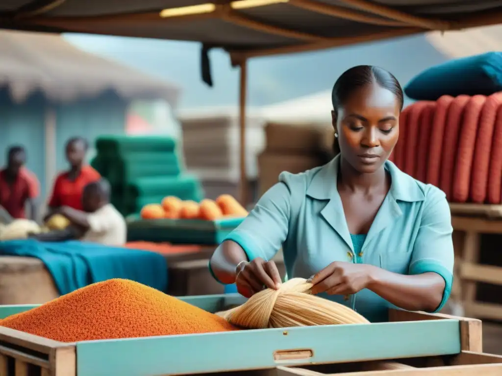 Vida laboral vibrante en mercado africano Un vibrante mercado africano muestra la diversidad de ocupaciones y actividades