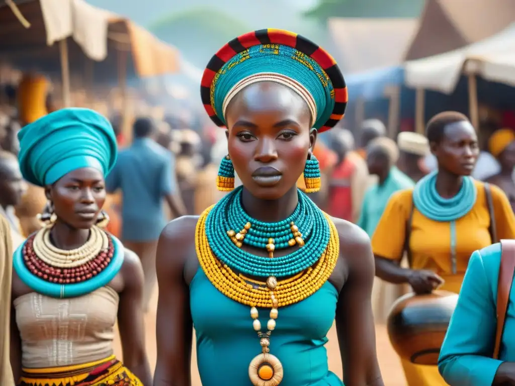 Vibrante mercado africano exhibe la importancia del arte africano global mediante máscaras talladas, textiles coloridos y cerámica artesanal