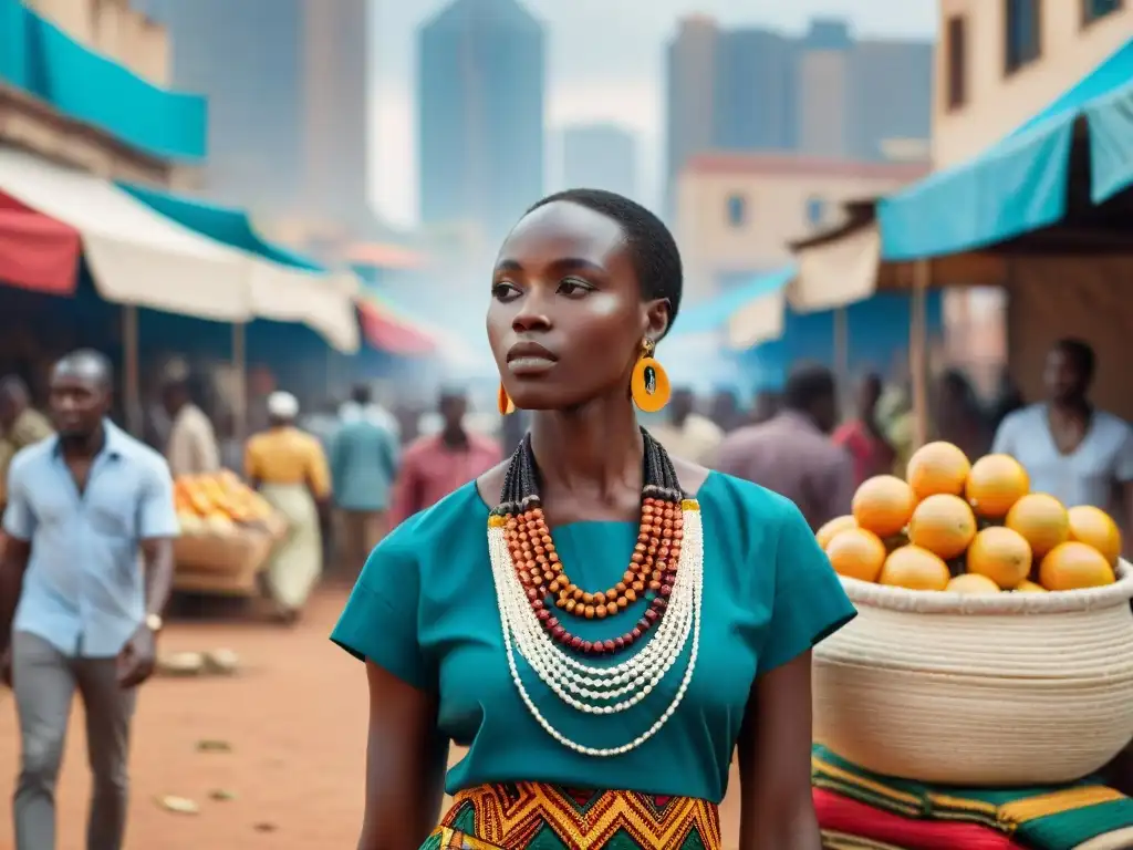 Vibrante mercado africano con influencia de las civilizaciones africanas