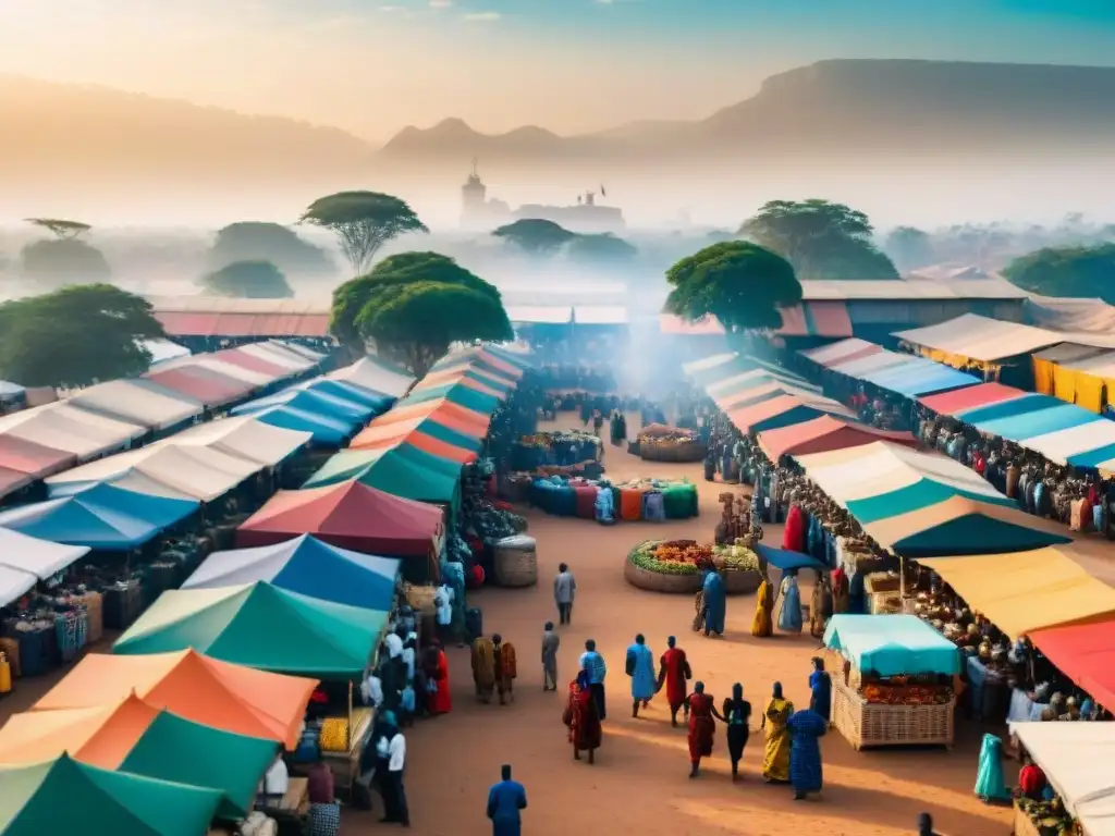 Vibrante mercado africano, mezcla de tradición y modernidad