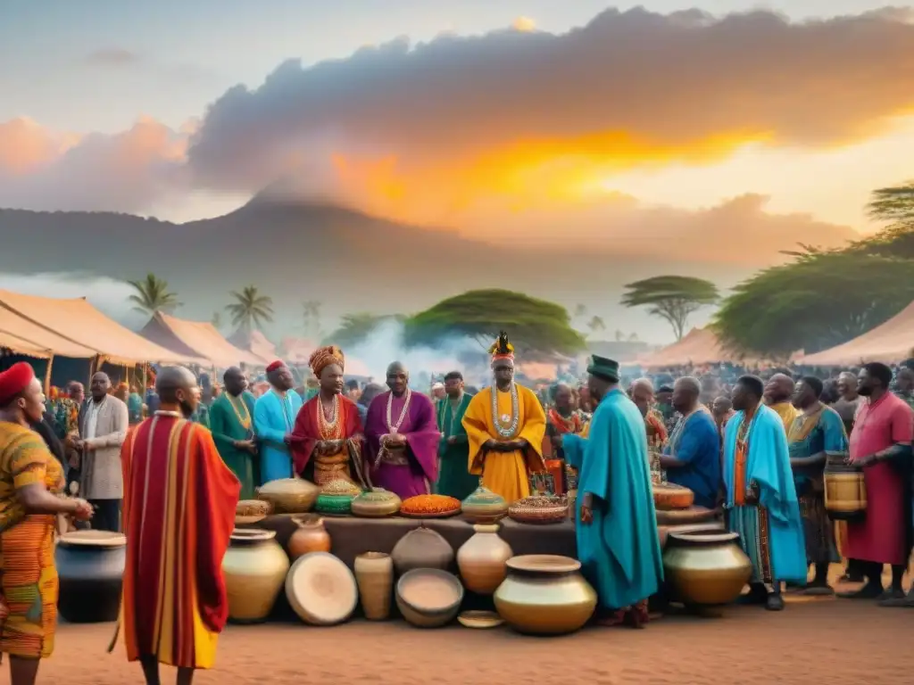 Un vibrante mercado africano donde se mezclan rituales y sincretismo religioso africano