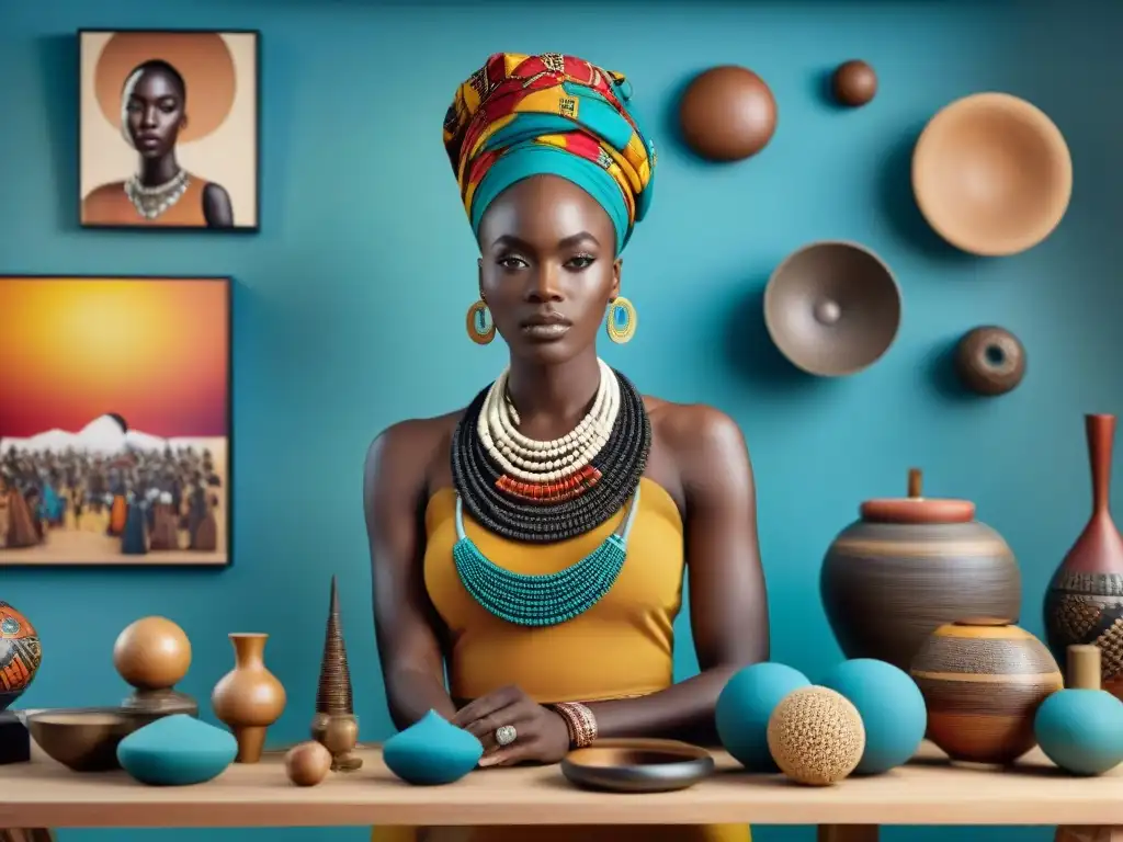 Un vibrante mercado de arte africano, donde artistas contemporáneos crean con innovación y diversidad