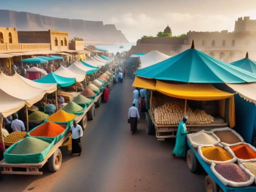 Vibrante mercado en Djibouti City, reflejo de redes comerciales transafricanas en el Cuerno de África