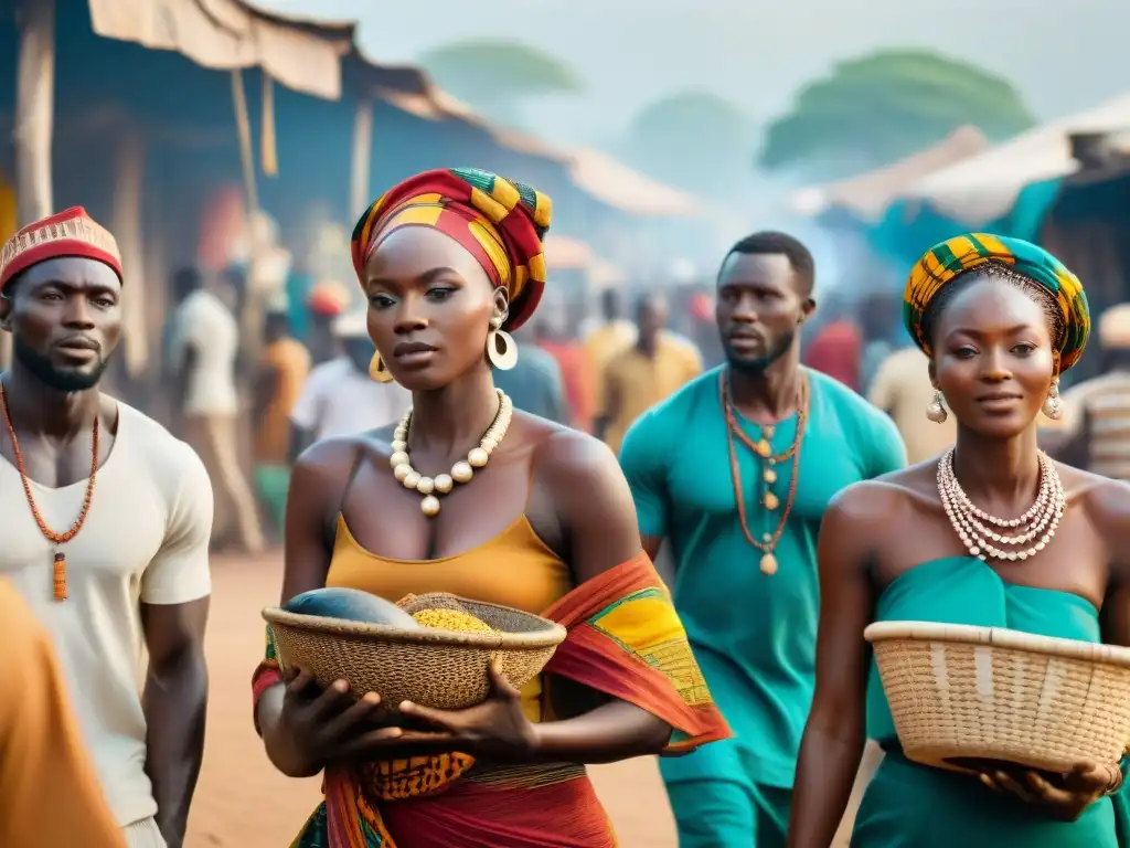 Vibrante mercado en Lagos, Nigeria, reflejando la energía y tradición de África