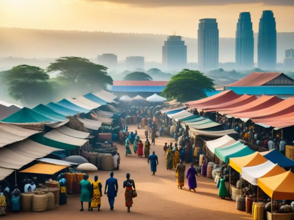 Un vibrante mercado en Ghana, reflejo del legado diáspora africana construyendo puentes