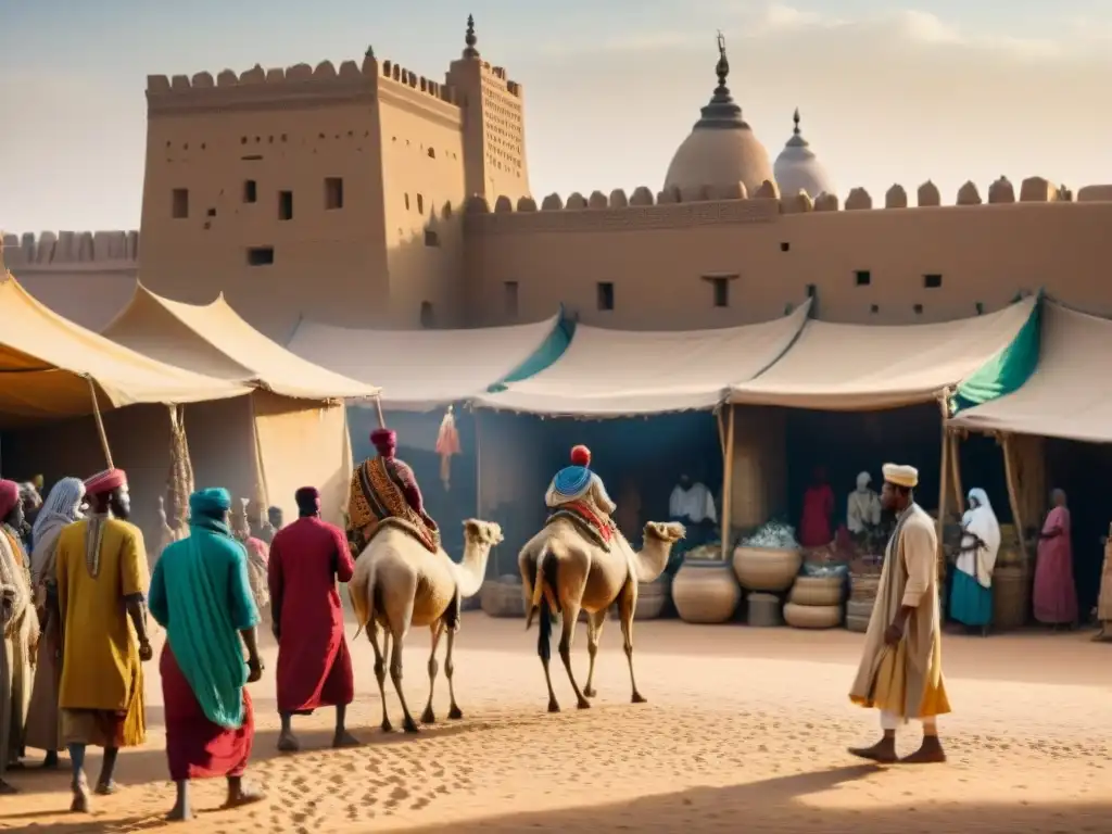 Vibrante mercado de Timbuktu con influencia de civilizaciones africanas en historia