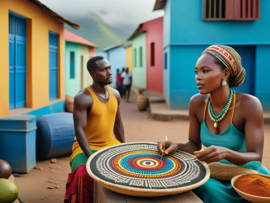 Un vibrante mosaico de culturas en la Isla de Mozambique, capturando la interacción comunitaria y el patrimonio cultural