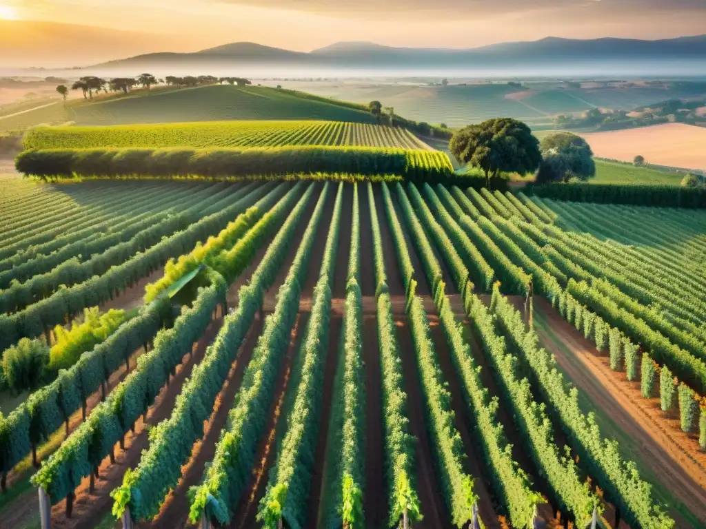 Vibrante vinicultura africana mercado global: Viñedos exuberantes bajo el sol africano, agricultores cuidando las uvas al atardecer