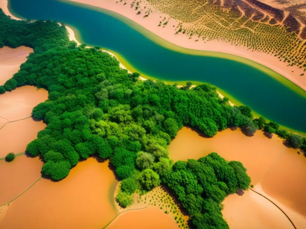 Vista aérea de la biodiversidad en el Sahel: Contexto Imperial, con paisajes únicos y vida salvaje