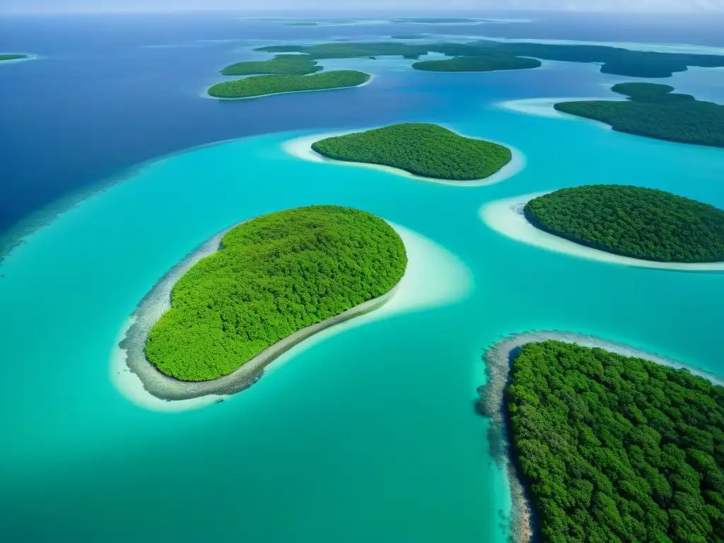 Vista aérea impresionante del Archipiélago Islas Bijagós: manglares verdes, aguas turquesas y diversa vida marina crean un contraste fascinante