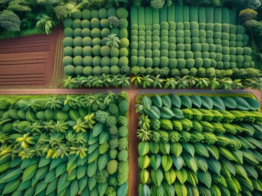 Vista aérea impresionante de plantaciones de cacao en Santo Tomé y Príncipe, simbolizando la independencia y prosperidad chocolatera