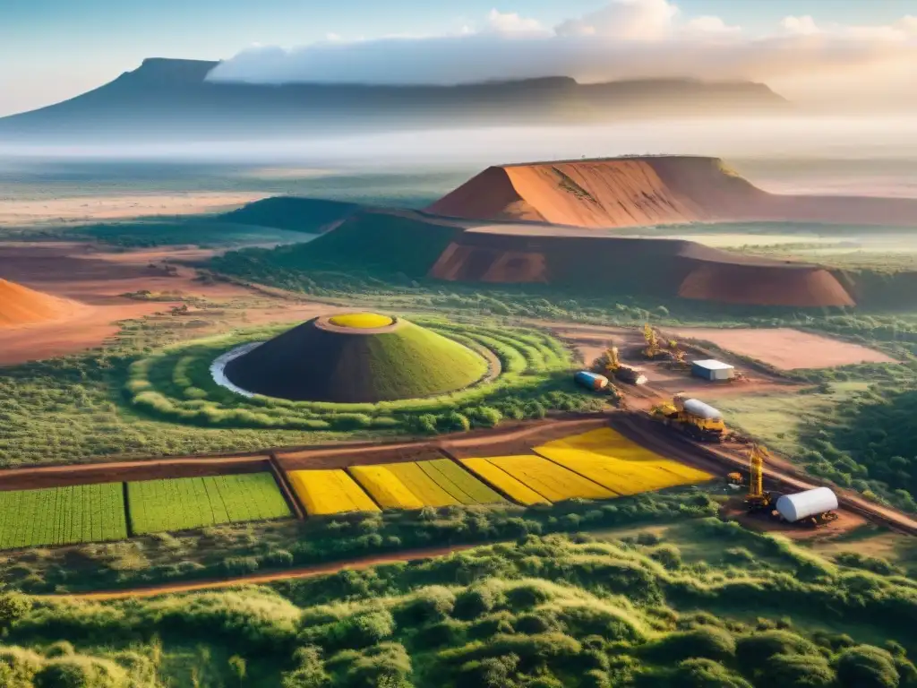 Vista detallada de una mina en África, mostrando la criptominería y la belleza natural