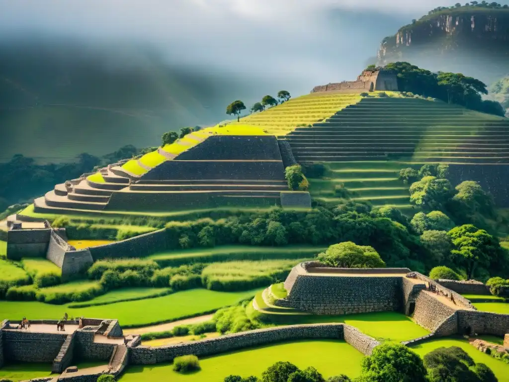 Vista detallada de las terrazas agrícolas ancestrales en África, mostrando la maestría de la ingeniería y la historia de la región